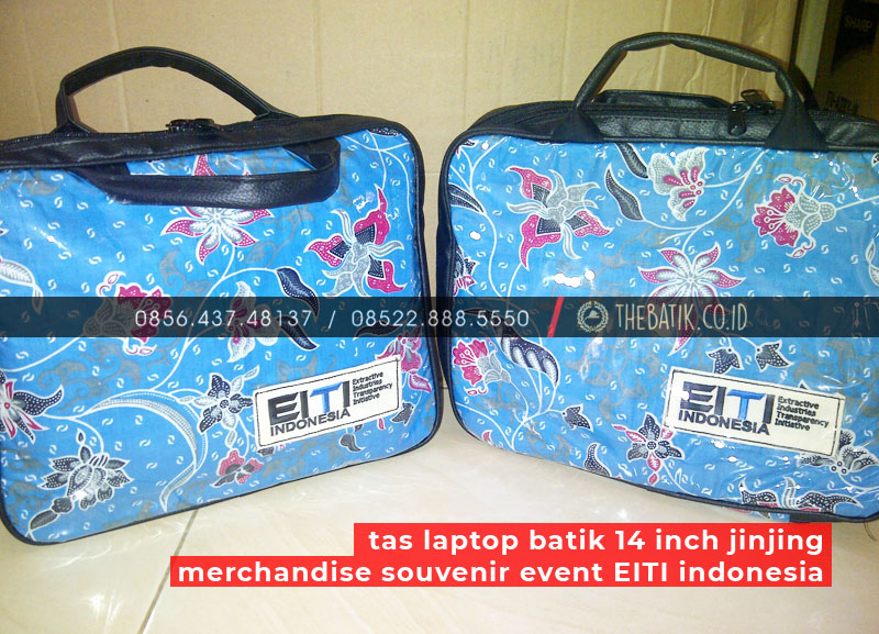 Tas Laptop Batik 14 inch Jinjing Merchandise Souvenir Event EITI Indonesia
