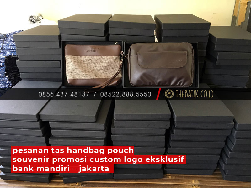 Pesanan Tas Handbag Pouch Souvenir Promosi Custom Logo Eksklusif - Bank Mandiri Jakarta