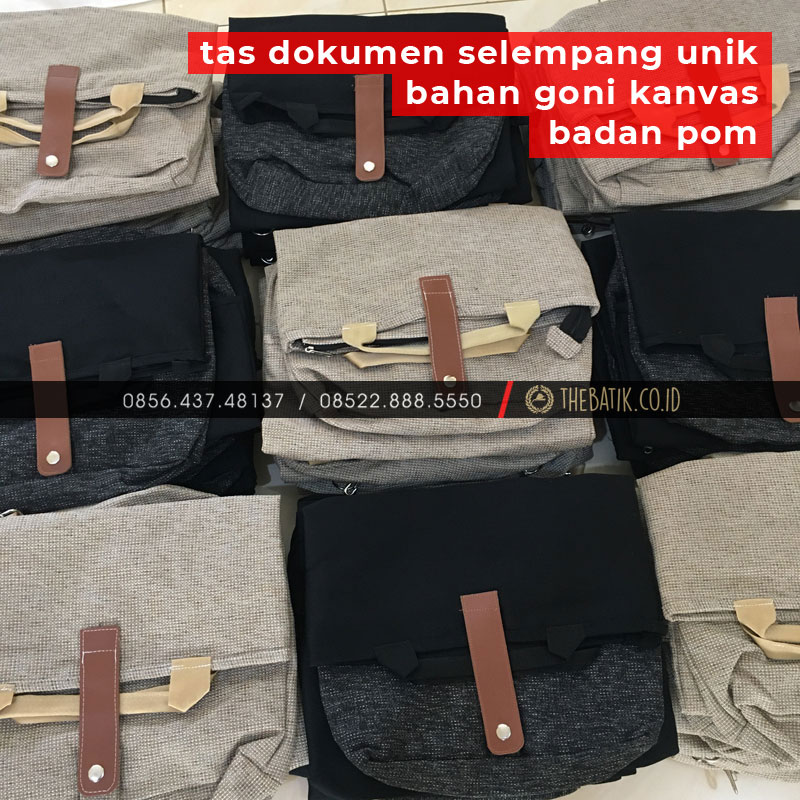 BADAN POM - Tas Dokumen Selempang Unik Bahan Goni Kanvas