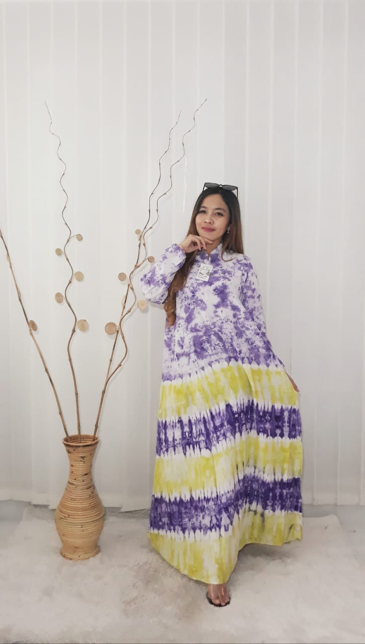 Baju Gamis Payung Batik Jumputan Bahan Rayon