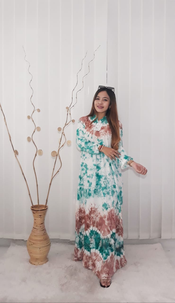 Baju Gamis Payung Batik Jumputan Bahan Rayon
