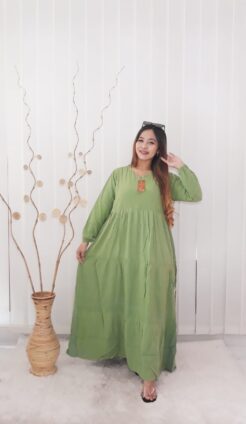 Baju Gamis Rayon Polos Model Payung Rempel
