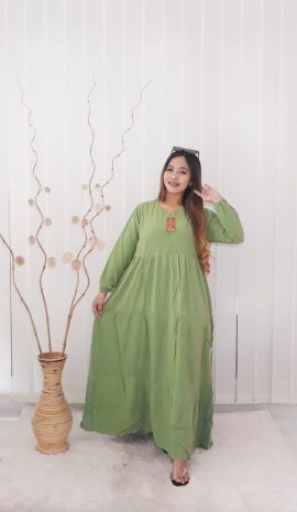 Baju Gamis Rayon Polos Model Payung Rempel