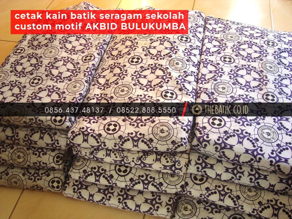 Cetak Kain Batik Seragam Sekolah Custom Motif AKBID BULUKUMBA