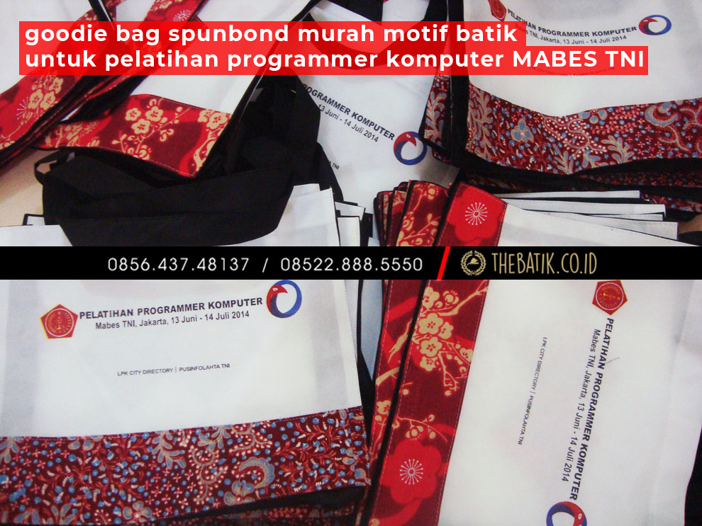 Goodie Bag Spunbond Murah Motif Batik untuk Pelatihan Programmer Komputer MABES TNI