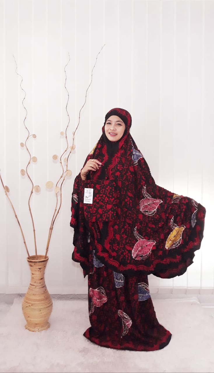Mukena Batik Coletan Jumbo Bahan Rayon Super