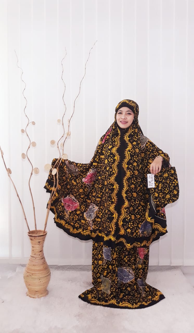 Mukena Batik Coletan Jumbo Bahan Rayon Super