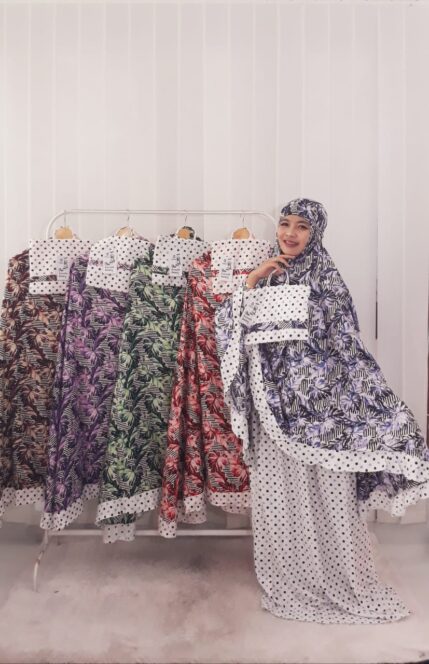 Mukena Batik Print Bahan Rayon Santung Rempel