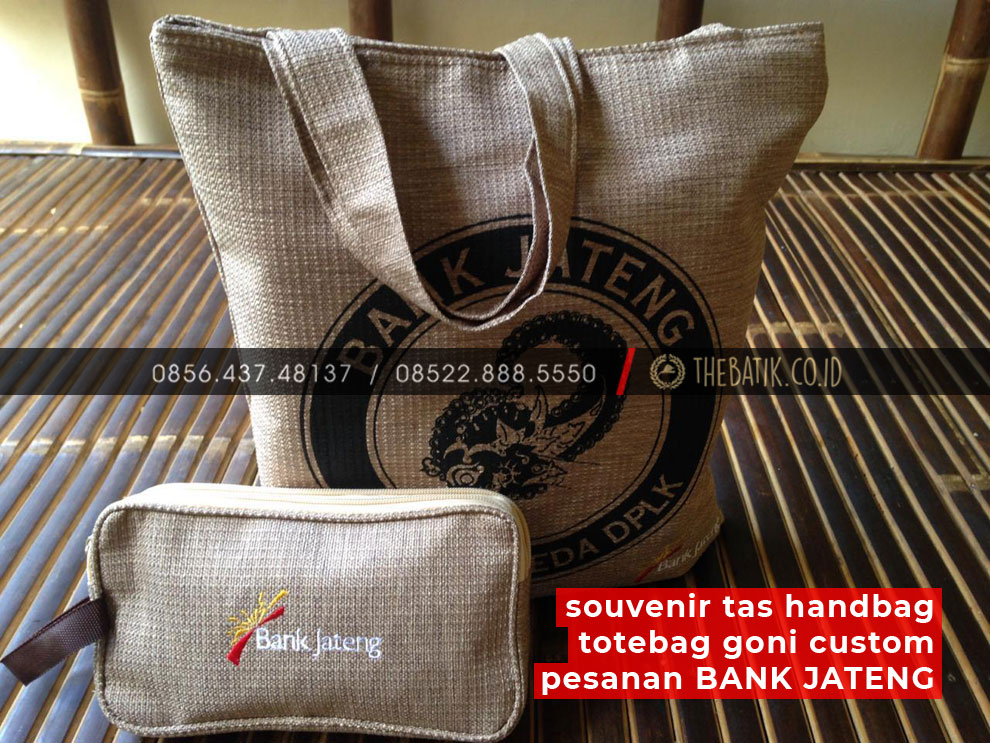 Souvenir Tas Handbag Totebag Goni Custom Pesanan BANK JATENG