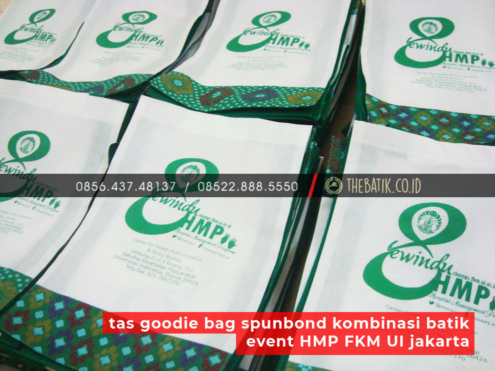 Tas Goodie Bag Spunbond Kombinasi Batik Event HMP FKM UI Jakarta