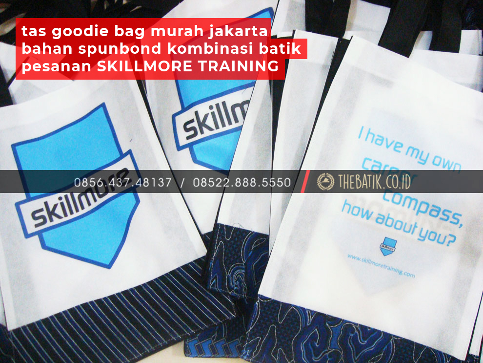 Tas Goodie Bag Murah Jakarta Bahan Spunbond Kombinasi Batik Pesanan SKILLMORE TRAINING