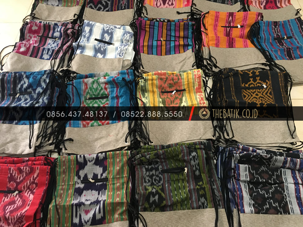 Souvenir Tas Serut Drawstring Bag Tenun Goni