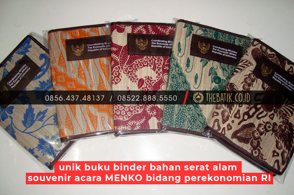 Unik Buku Binder Bahan Serat Alam Souvenir Acara MENKO Bidang Perekonomian RI