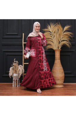 Baju Batik Gamis Rempel Susun Rayon Model Tumpuk Seri Grosiran Pekalongan