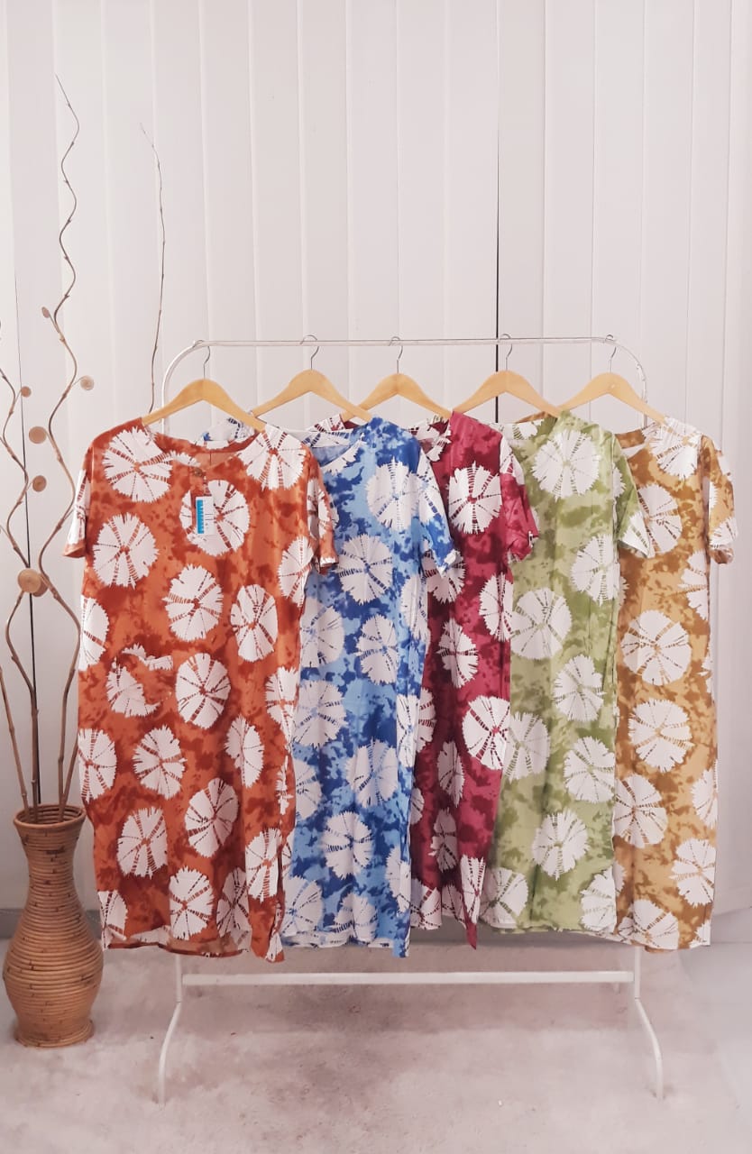 Baju Daster Batik Ibu Lengan Pendek Rayon Jumputan Pekalongan Grosir