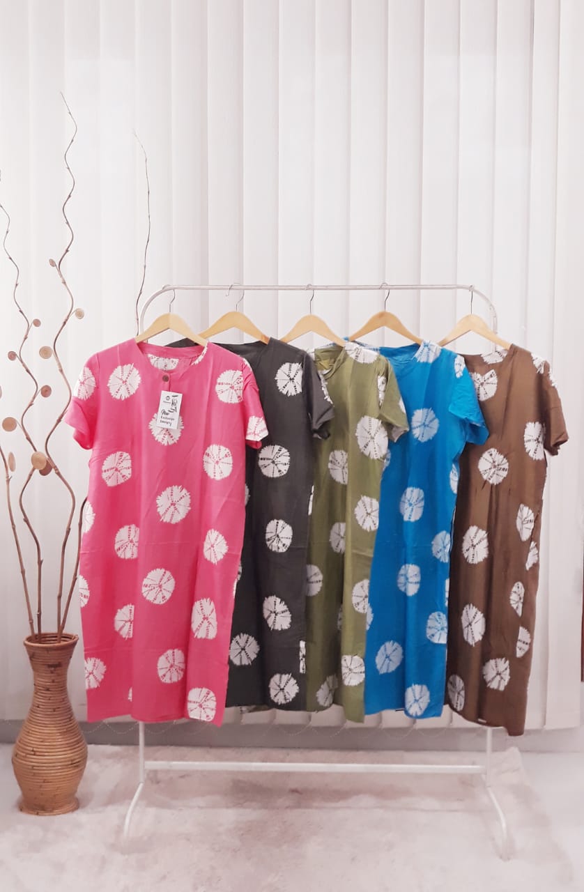 Baju Daster Batik Ibu Lengan Pendek Rayon Jumputan Pekalongan Grosir