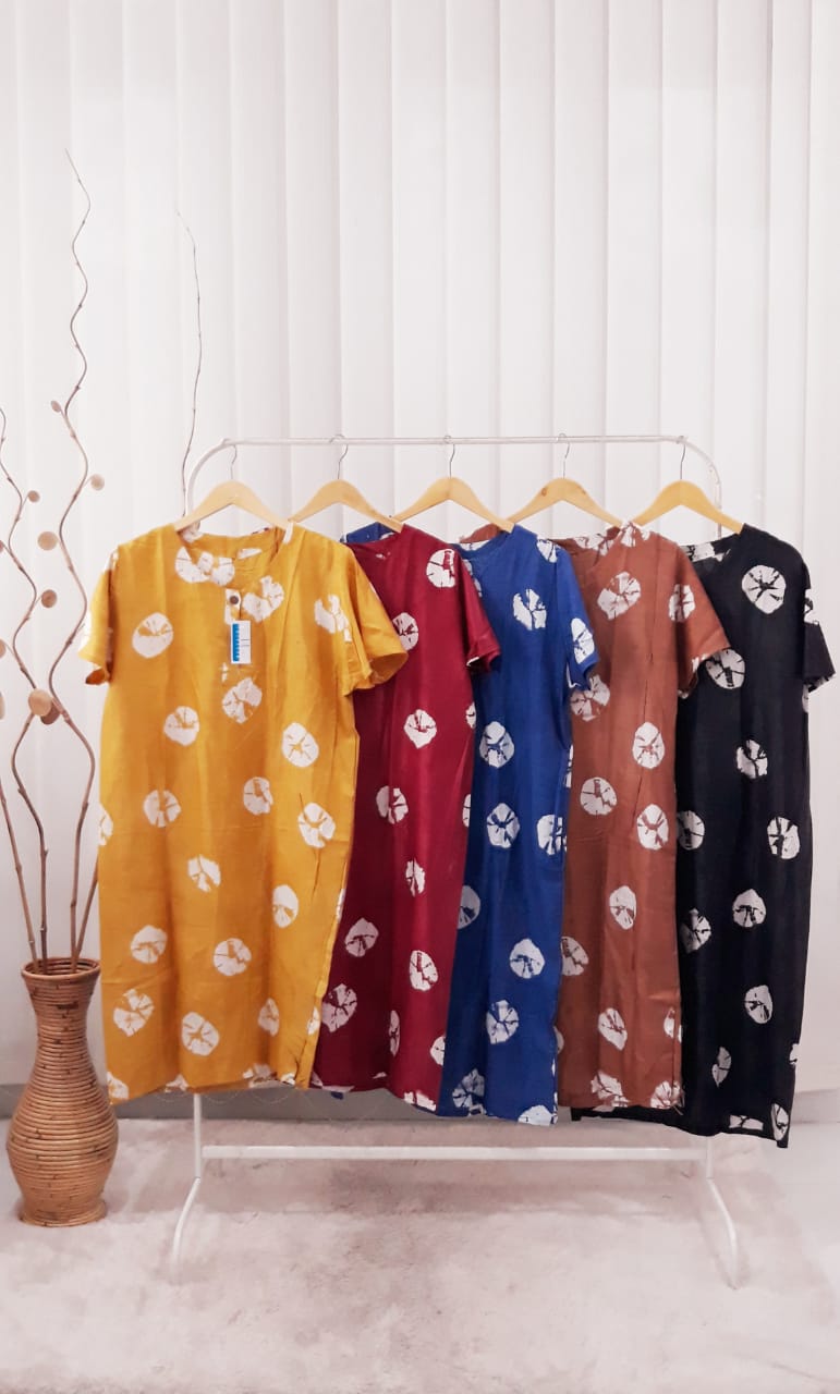 Baju Daster Batik Ibu Lengan Pendek Rayon Jumputan Pekalongan Grosir