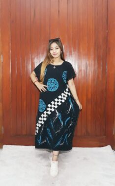 Baju Daster Batik Kelelawar Lengan Pendek Hitam Kalong Grosir Pekalongan