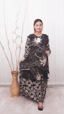 Baju Daster Batik Lengan Panjang Rayon Hitam Cap Pekalongan Grosir