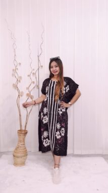 Baju Daster Batik Lengan Pendek Hitam Model Kelelawar Lowo Hitam