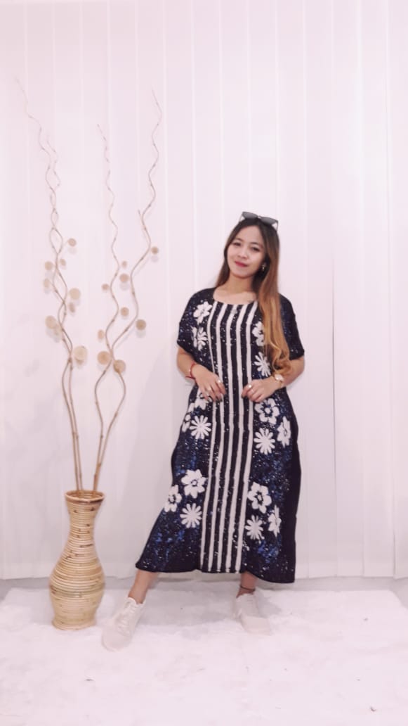 Baju Daster Batik Lengan Pendek Hitam Model Kelelawar Lowo Hitam