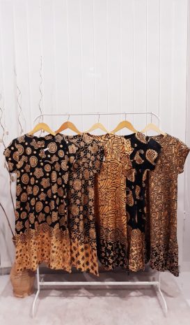 Baju Daster Batik Lengan Pendek Semi Payung Coklat Batik Pekalongan Grosir