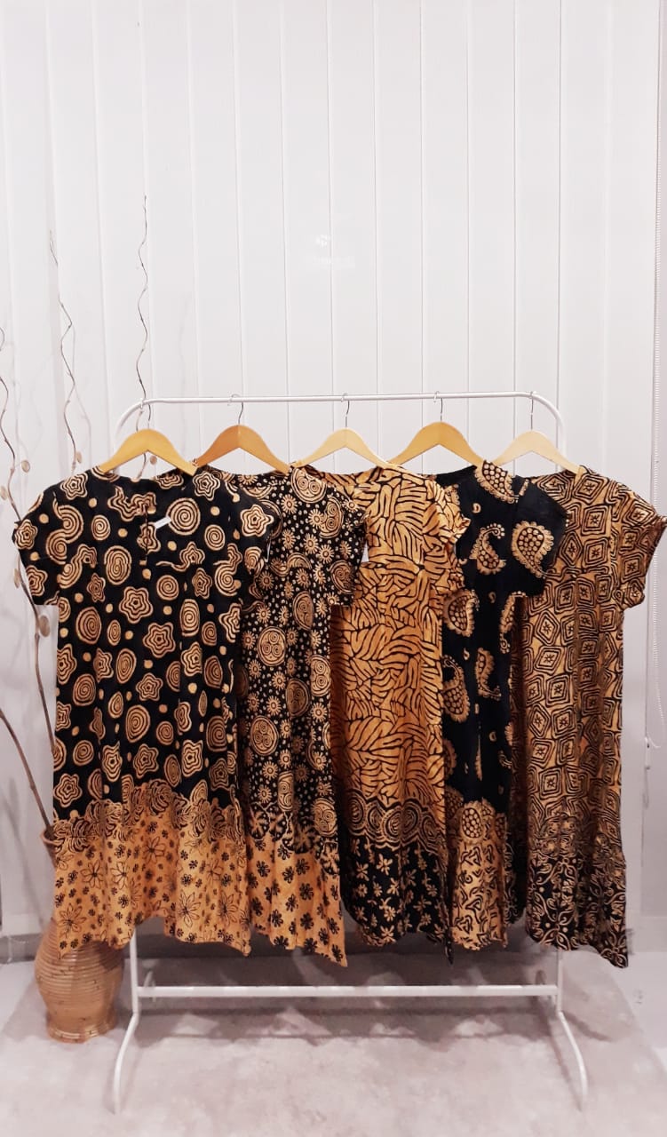 Baju Daster Batik Lengan Pendek Semi Payung Coklat Batik Pekalongan Grosir