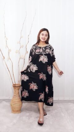 Baju Daster Batik Lengan Pendek Semi Payung Hitam Adem Bahan Rayon