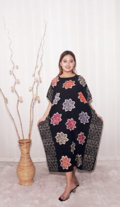 Baju Daster Batik Oblong Lowo Rayon Lengan Pendek Ceplok Hitam
