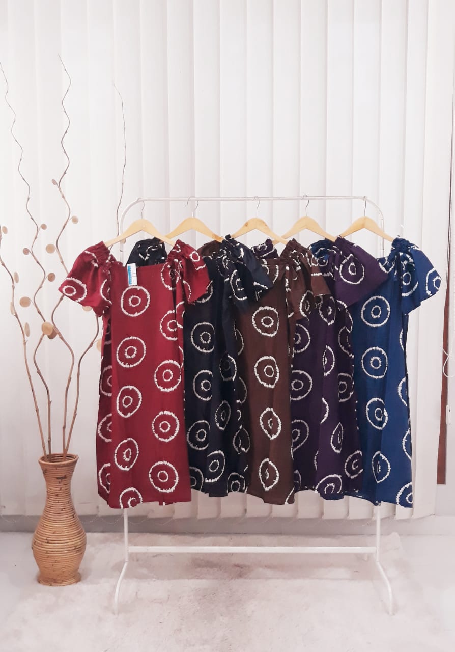 Baju Daster Batik Pendek Lengan Serut Rayon Grosir Pekalongan