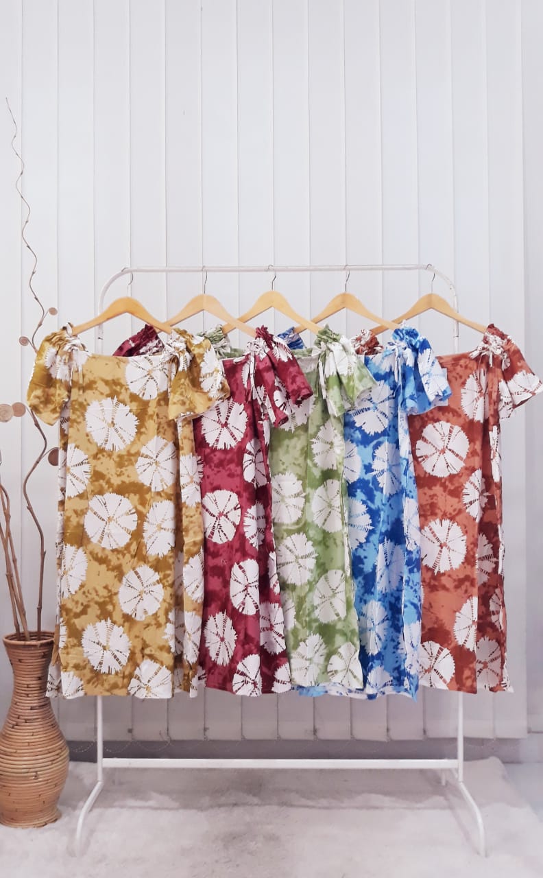 Baju Daster Batik Pendek Lengan Serut Rayon Grosir Pekalongan