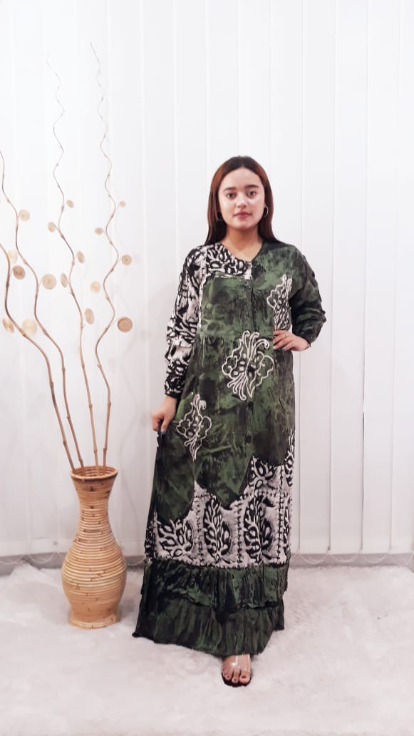 Baju Daster Batik Rempel Lengan Panjang Rayon Cap Pekalongan Grosir