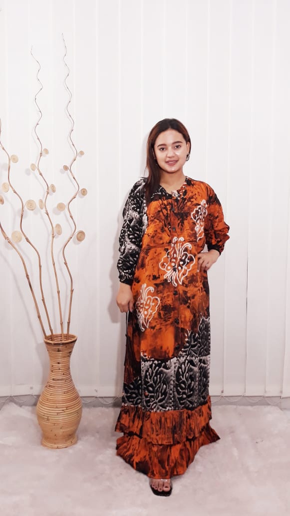 Baju Daster Batik Rempel Lengan Panjang Rayon Cap Pekalongan Grosir