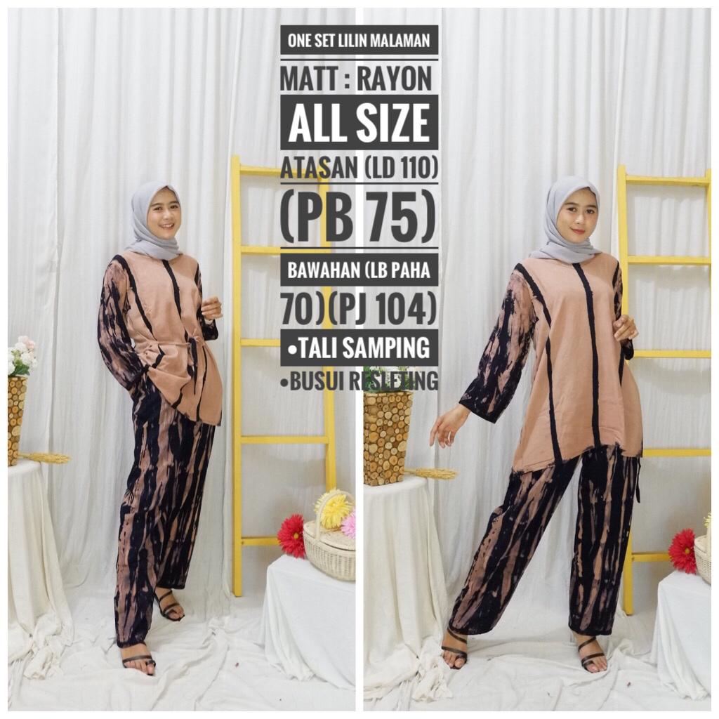 Baju Daster Batik Setelan Celana Panjang One Set Wanita Rayon