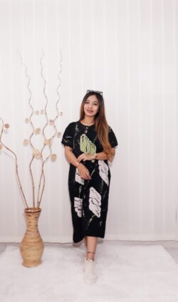 Baju Daster Ibu Jumbo Lengan Pendek Hitam Batik Pekalongan Grosir