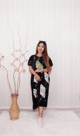 Baju Daster Ibu Jumbo Lengan Pendek Hitam Batik Pekalongan Grosir