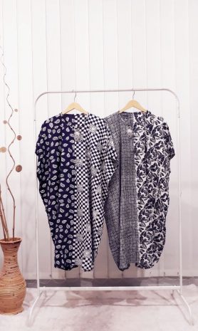 Baju Daster Lowo Navy Biru Dongker Batik Rayon Cap Pekalongan