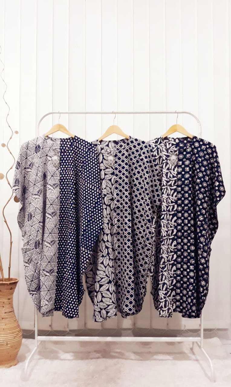 Baju Daster Lowo Navy Biru Dongker Batik Rayon Cap Pekalongan