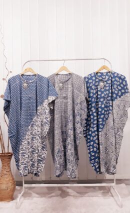 Baju Daster Lowo Warna Biru Indigo Batik Rayon Cap Pekalongan