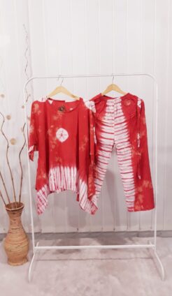 Baju One Set Tie Dye Lengan Pendek Setelan Kulot Panjang Wanita
