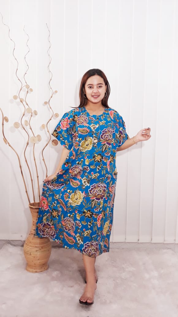 Daster Batik Kencana Ungu Lengan Pendek Bahan Rayon Adem