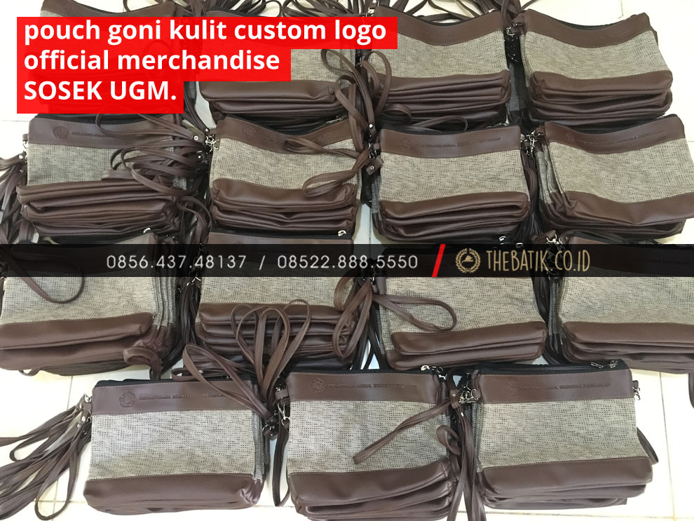 Pouch Goni Kulit Custom Logo Official Merchandise Departemen Sosial Ekonomi Fakultas Pertanian UGM Yogyakarta