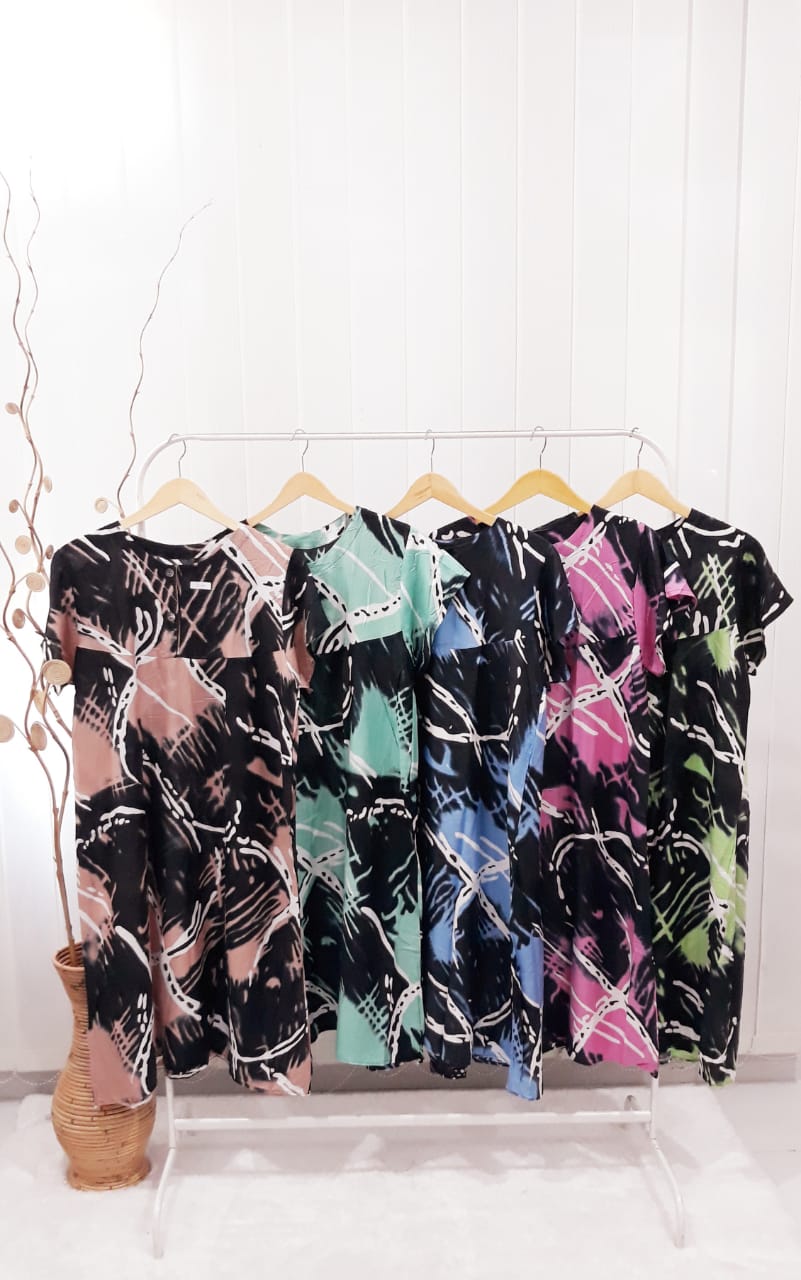 Baju Daster Batik Murah Lengan Pendek Santung Rayon Pekalongan Seri Grosir