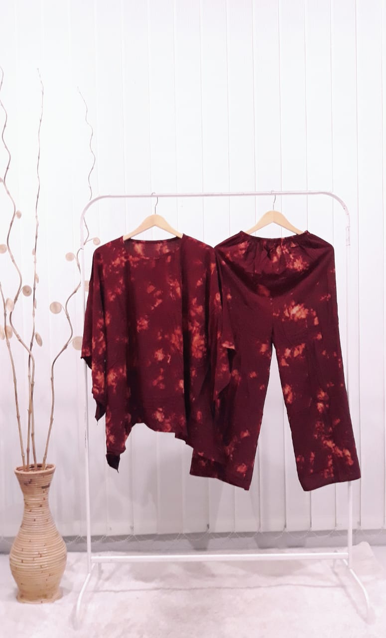Baju Daster Batik Setelan Celana Panjang Oblong Rayon Jumputan