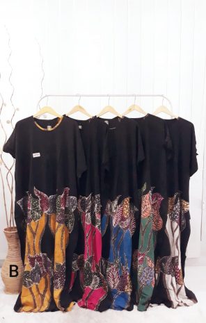 Baju Daster Long Dress Rayon Batik Tulis Lowo Hitam