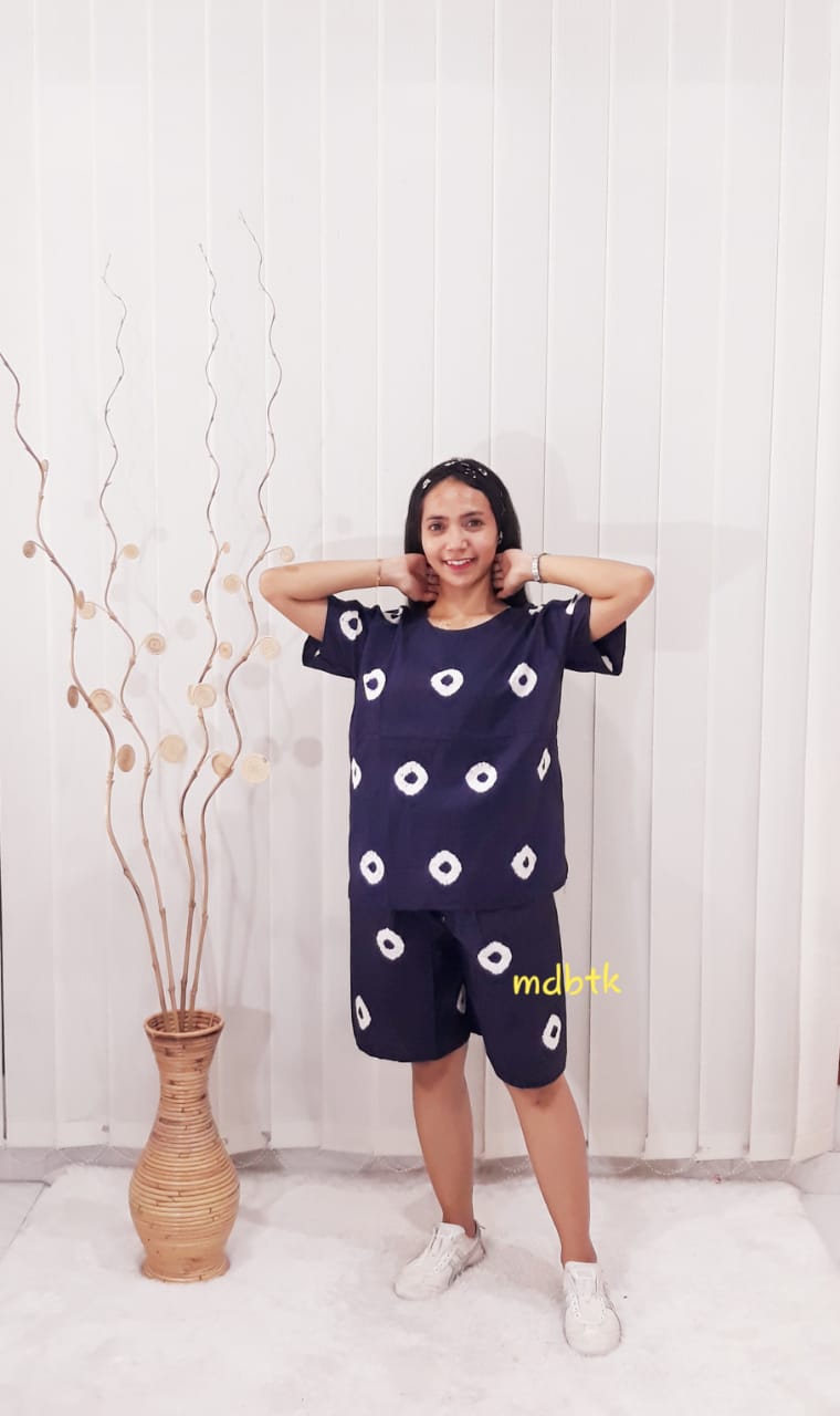 Setelan Batik Jumputan Kulot Celana Pendek