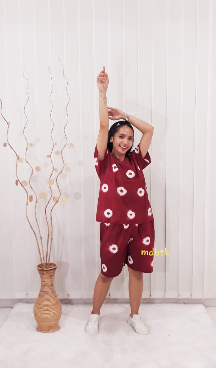 Setelan Batik Jumputan Kulot Celana Pendek