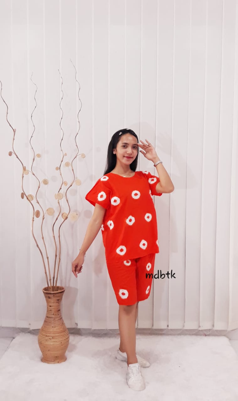 Setelan Batik Jumputan Kulot Celana Pendek