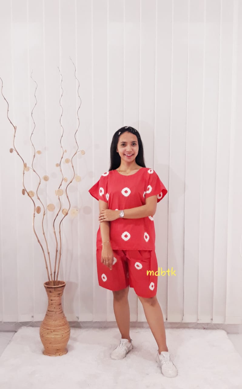 Setelan Batik Jumputan Kulot Celana Pendek