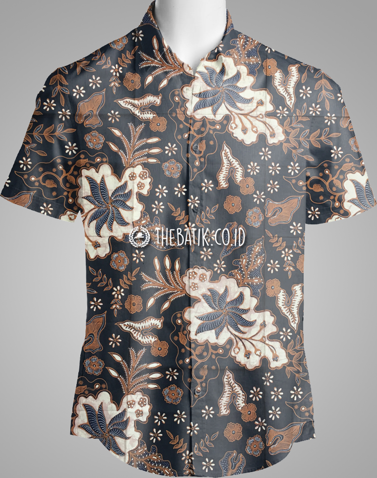 Bahan Kemeja Batik Klasik Motif Batik Solo Floral Kembang